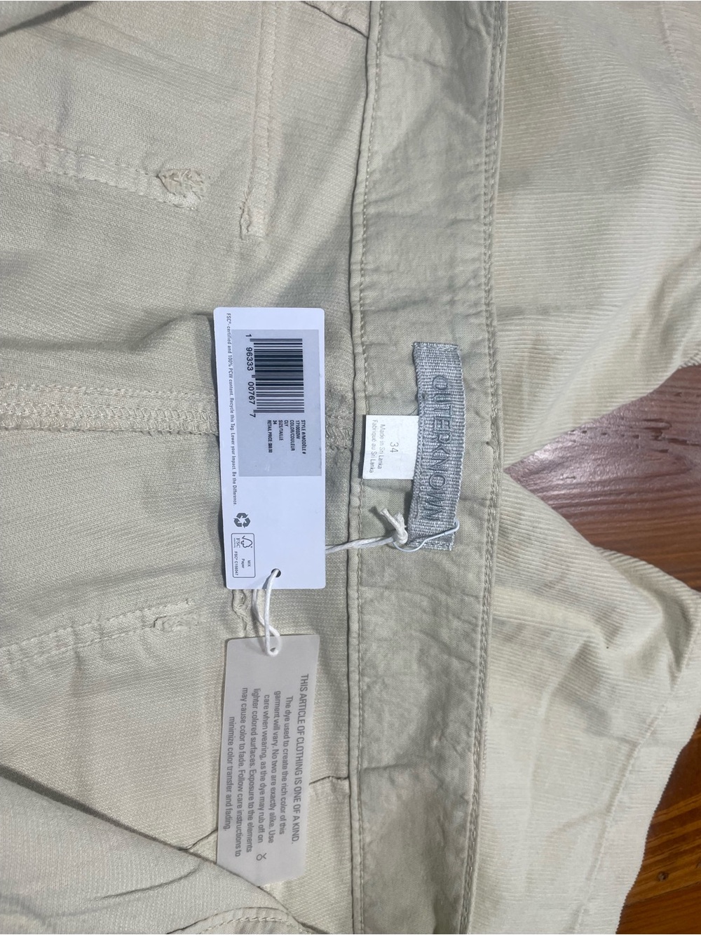 NWT Outerknown Men's Seventyseven Cord Utility Shorts / Color: Clay - Picture 3 of 6